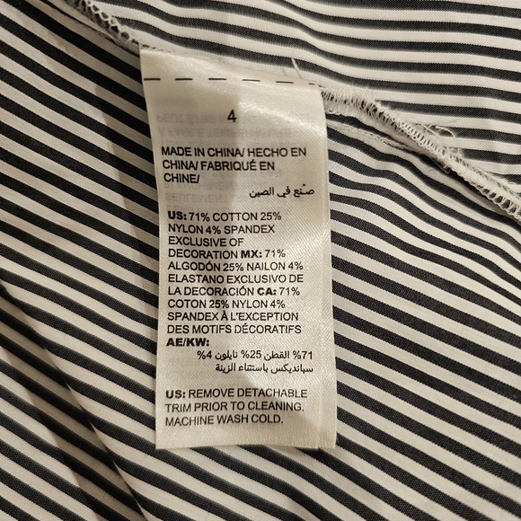 Striped black and white shirt WHBM Size 4 EUC - Picture 8 of 16